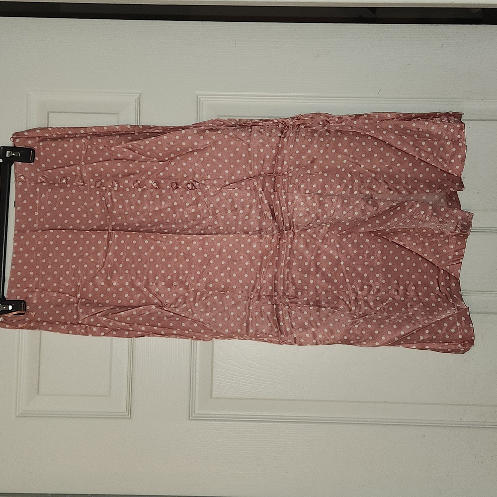 Zara Soft Pink Polka Dot Slit Skirt